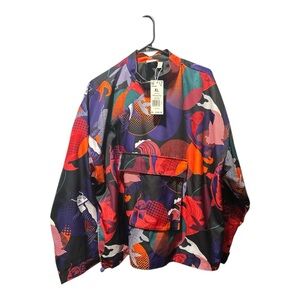 Adidas Koi Fish Trefoil Jacket XL Geometric Print Front Pouch Pocket NWT
